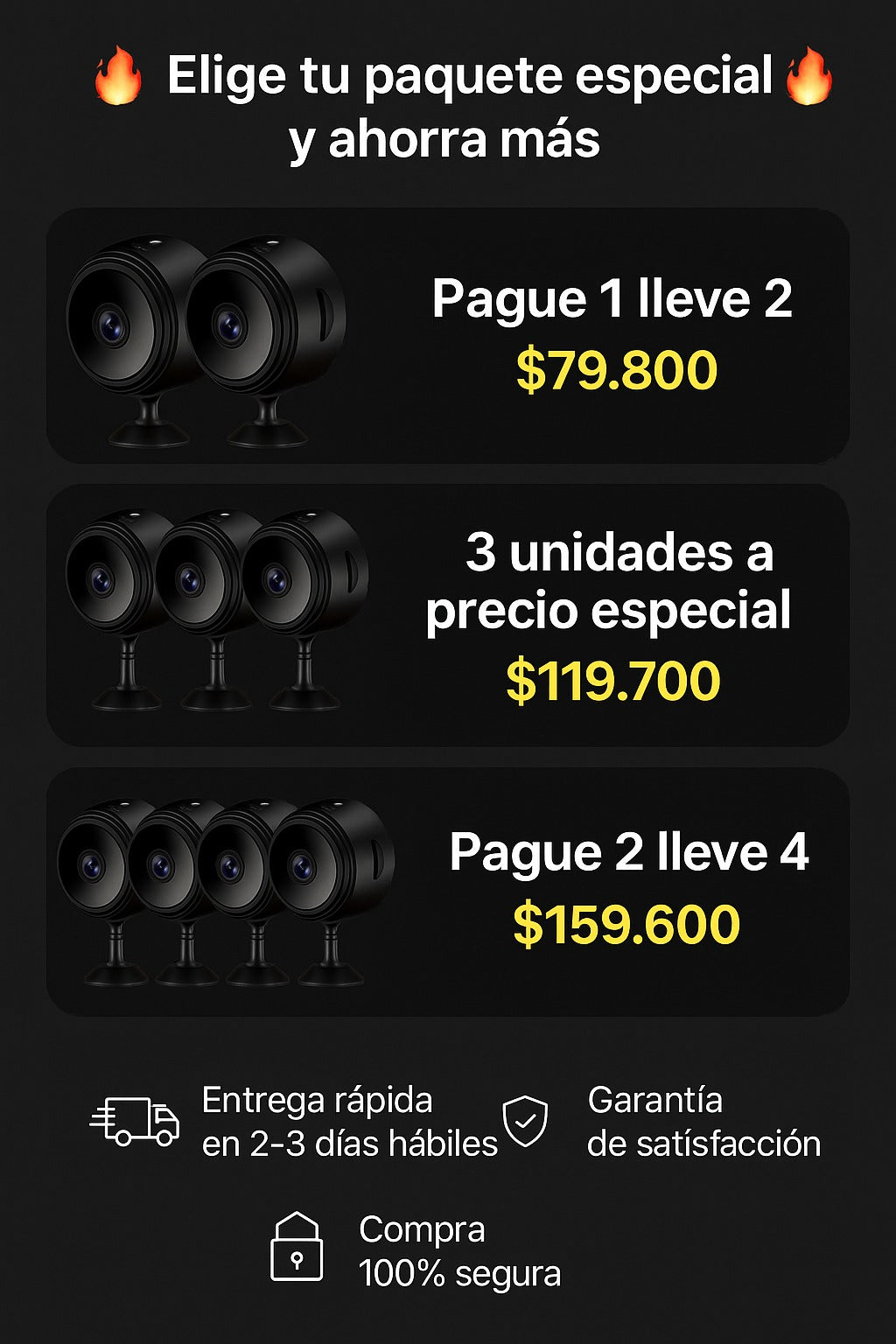 Paquetes de la mini cámara espía GhostCam: pague 1 lleve 2, 3 unidades y pague 2 lleve 4