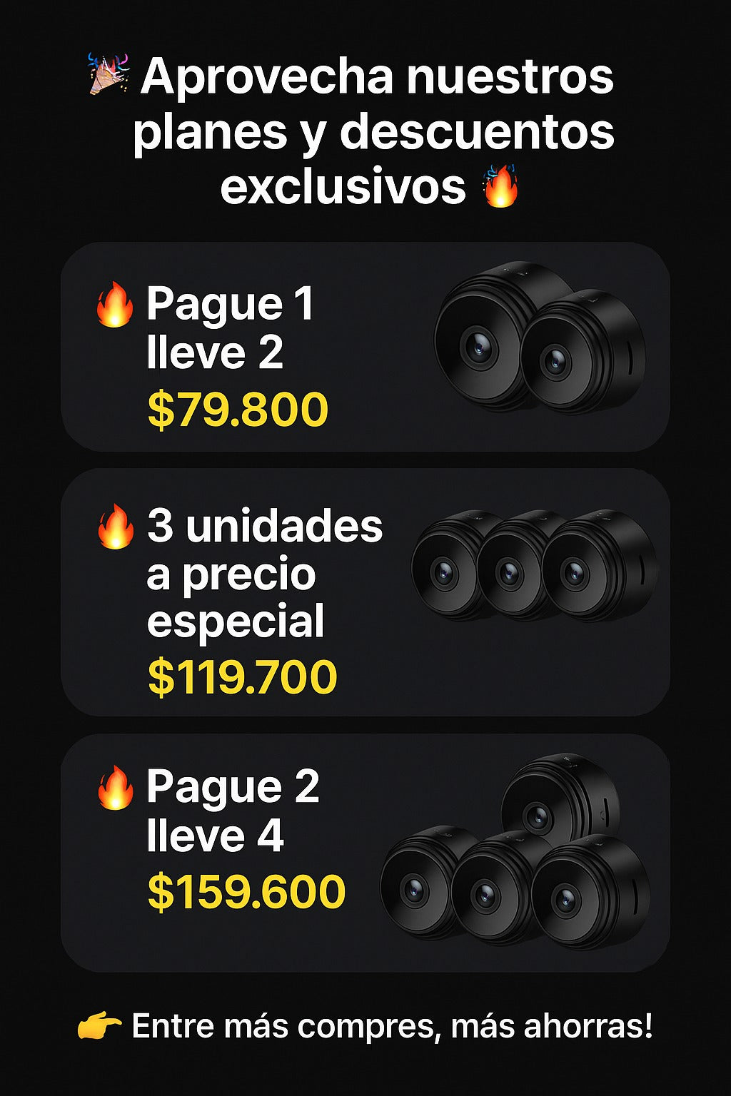Planes y descuentos de la mini cámara espía GhostCam: entre más compras, más ahorras