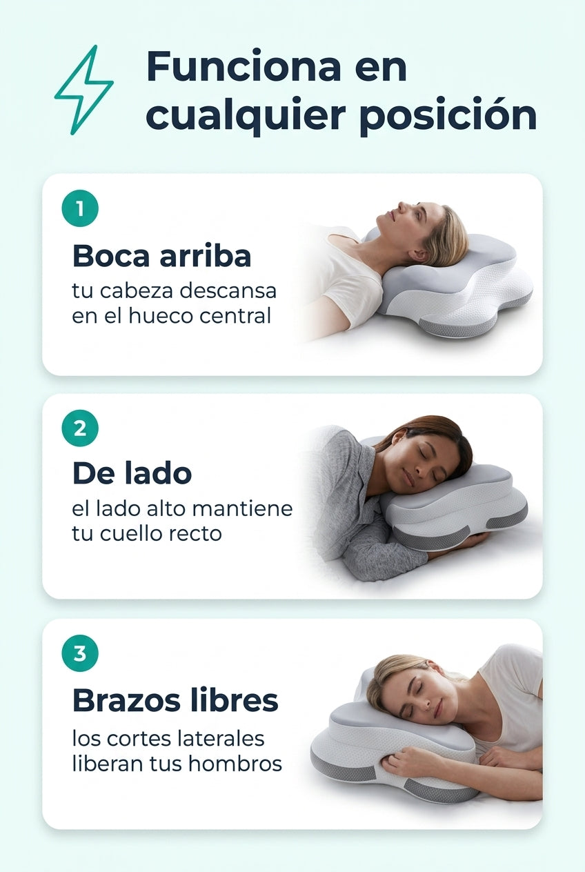 Cómo usar la almohada CerviDream: boca arriba, de lado y con los brazos libres