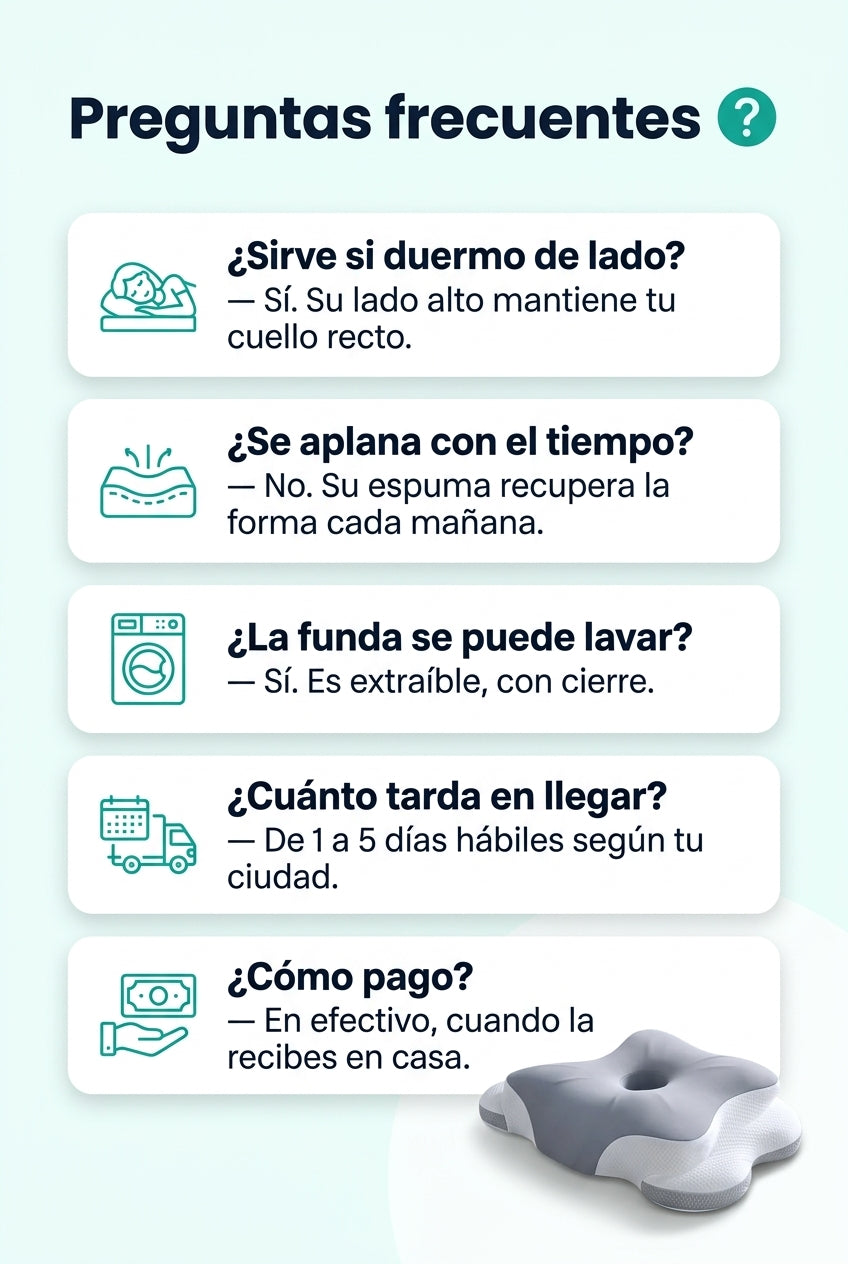Preguntas frecuentes sobre la almohada ortopédica CerviDream