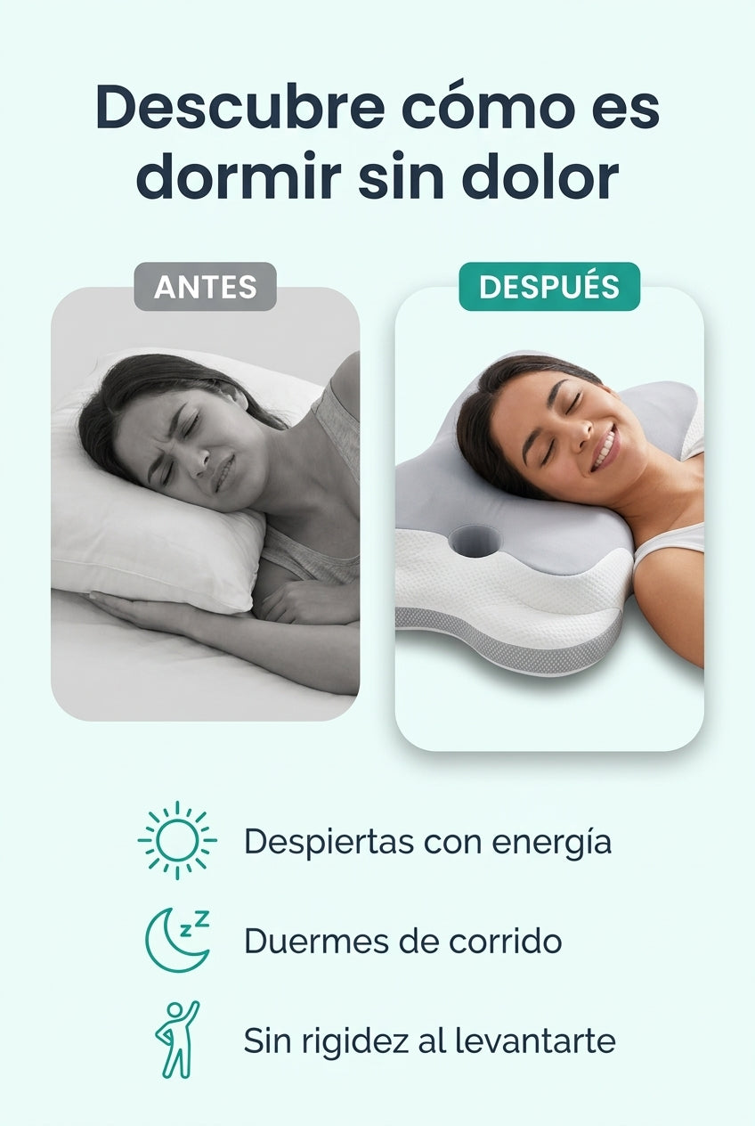 Antes y después de dormir con la almohada ortopédica CerviDream